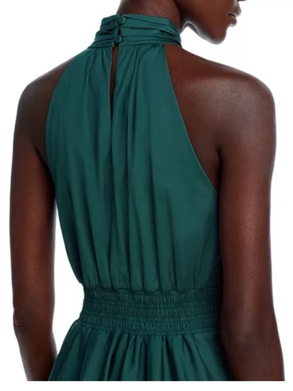 Veronica Beard Kinny Sleeveless Emerald Midi Dress with Halter Neck